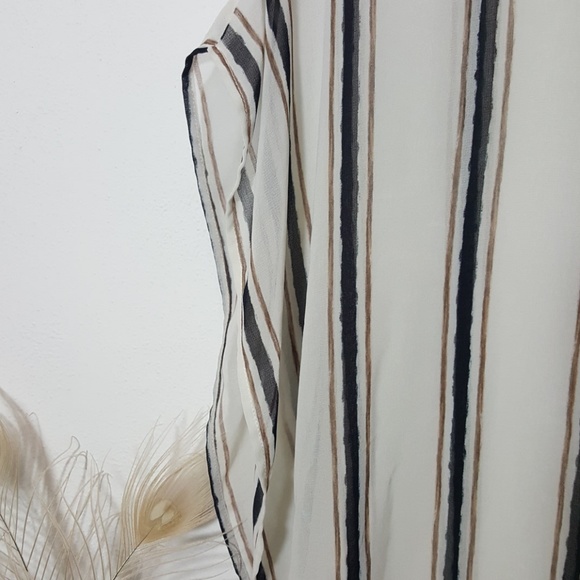 FifteenTwenty Blouse Sheer Cream Stripe Size M - Picture 3 of 4